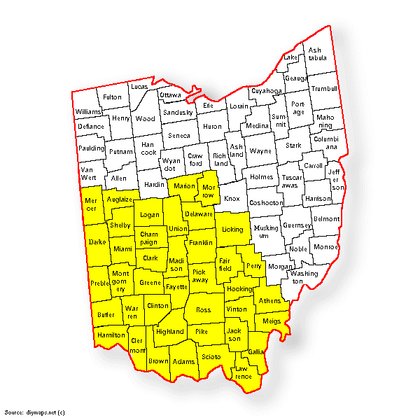 Ohio map service areas